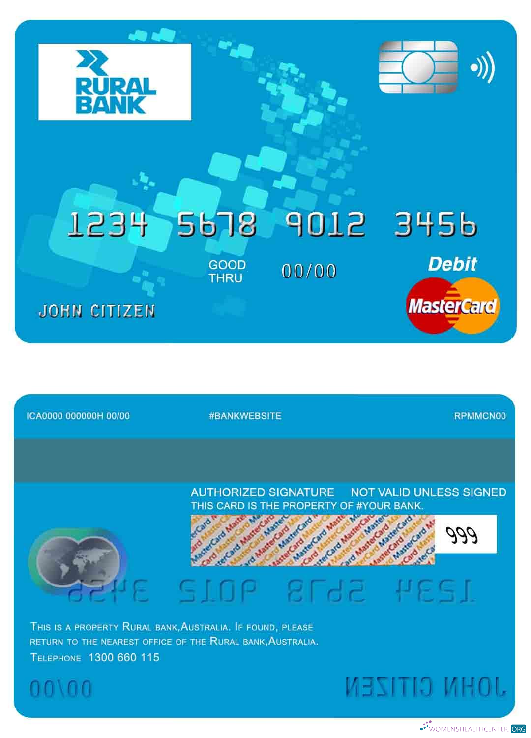 Download Australia Rural bank mastercard Photoshop template